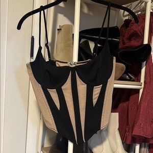 White Fox Boutique Black and Tan Tank Top